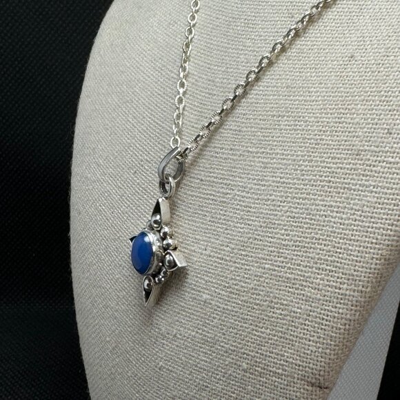 VTG Sterling Silver 925 Blue Howlite 18-20" Adjustable Length Chain - Picture 2 of 11